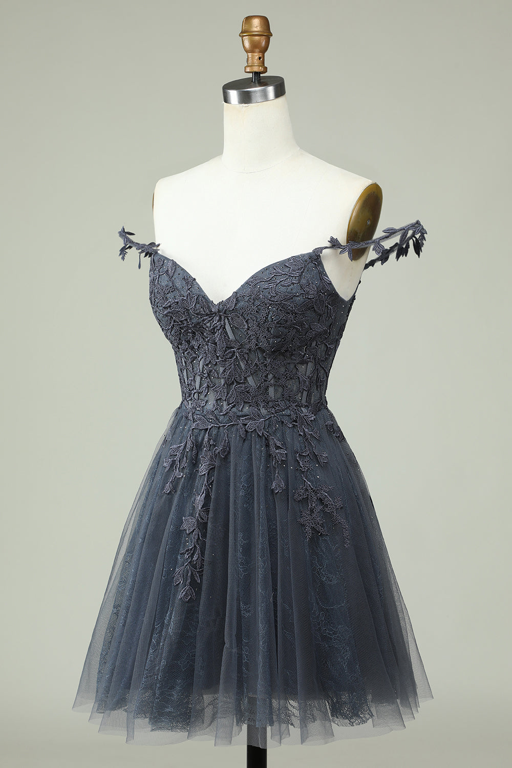 Unique A Line Spaghetti Straps Mint Short Cocktail Dress with Appliques