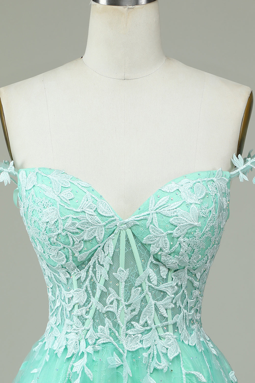Cute A Line Spaghetti Straps Mint Short Cocktail Dress with Appliques