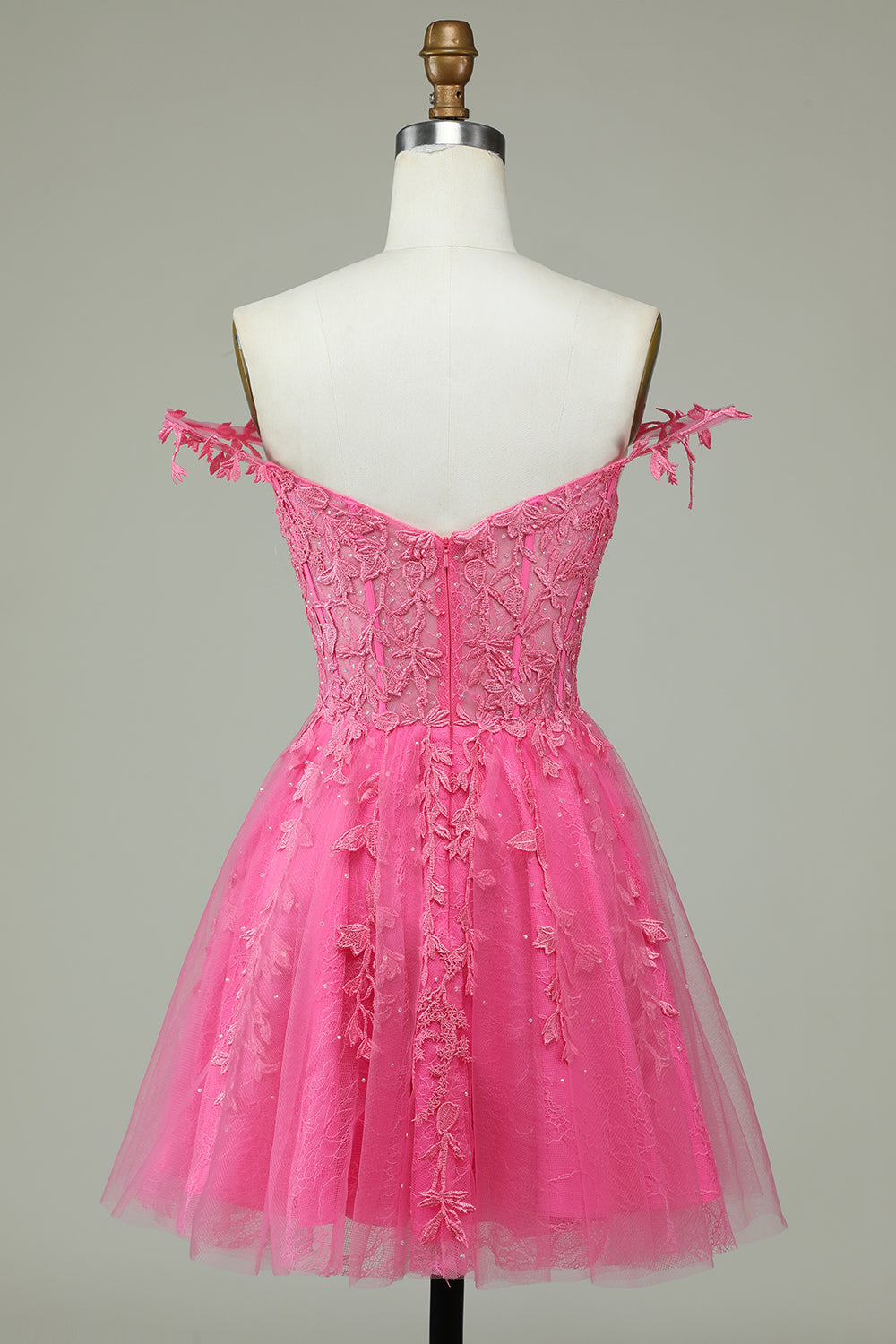 Cute A Line Spaghetti Straps Pink Short Cocktail Dress with Appliques