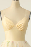 Champagne Tulle A-line Cocktail Dress with Embroidery