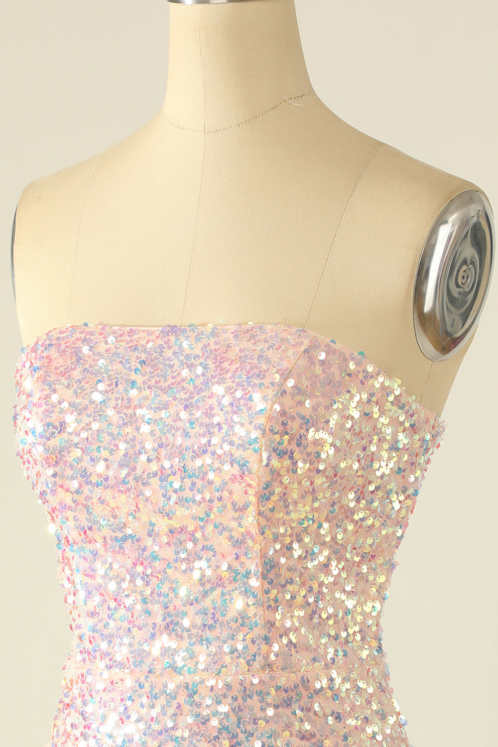 Sky Blue Sequin Cocktail Dress with Feathers