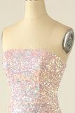 Sky Blue Sequin Cocktail Dress with Feathers