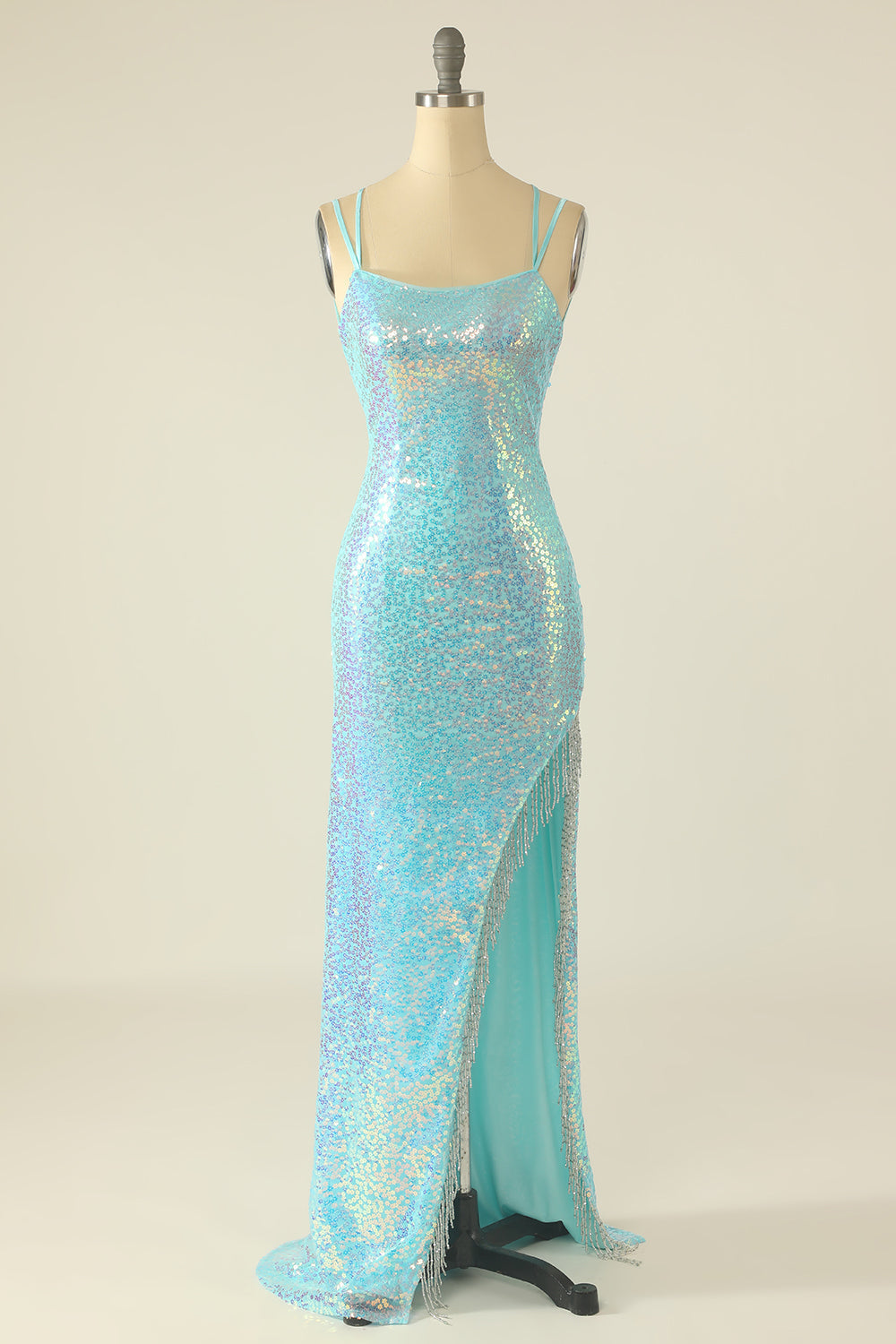 Lavender Sequin Ball Dress with Fringes