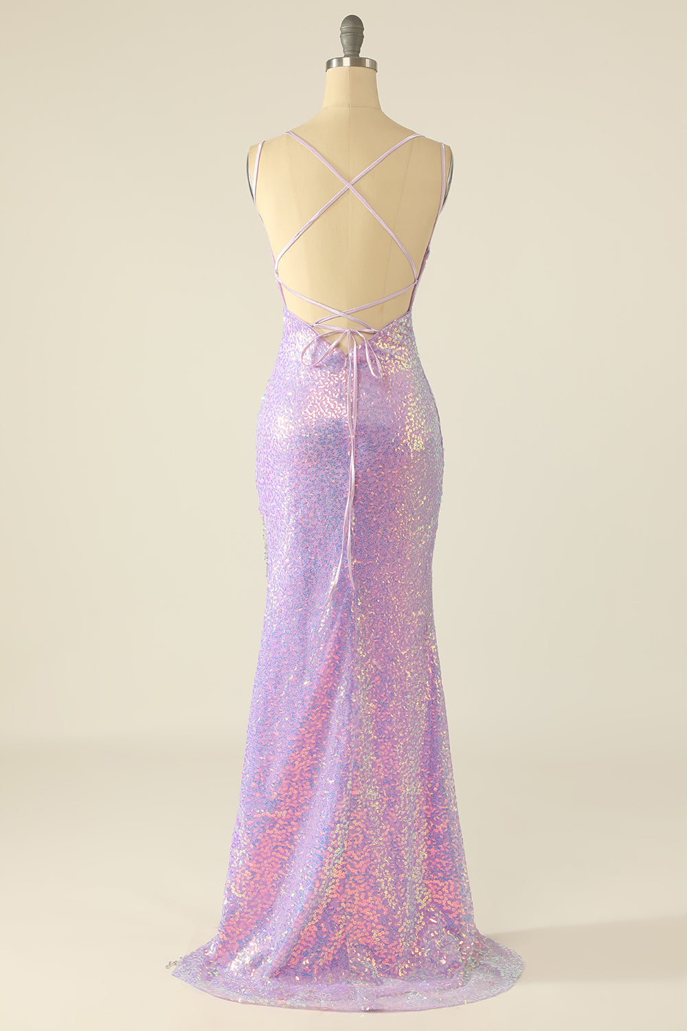 Blue Sequin Ball Dress with Fringes