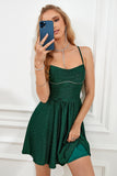Dark Green Spaghetti Straps A-Line Cocktail Dress