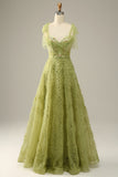 Light Green A-Line Ball Dress With Embroidery