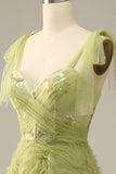 Light Green A-Line Ball Dress With Embroidery