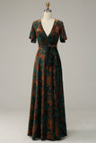 Dark Green Burnout Velvet Mother of Bride Dress