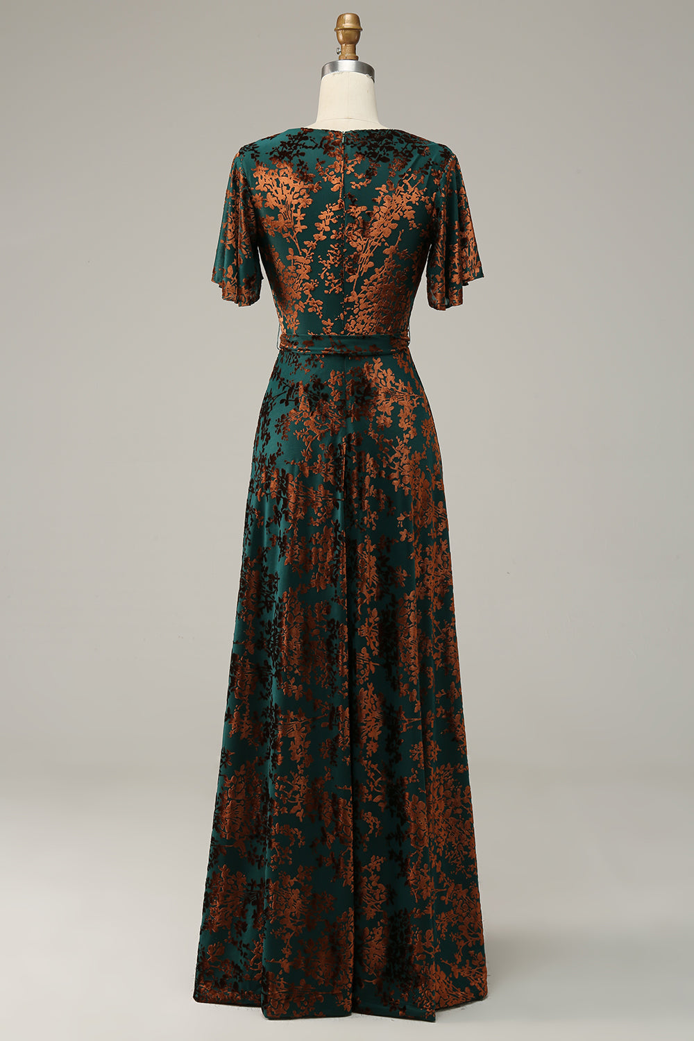 Dark Green Burnout Velvet Mother of Bride Dress