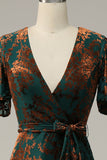 Dark Green Burnout Velvet Mother of Bride Dress