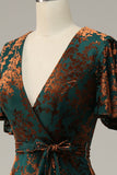 Dark Green Burnout Velvet Mother of Bride Dress