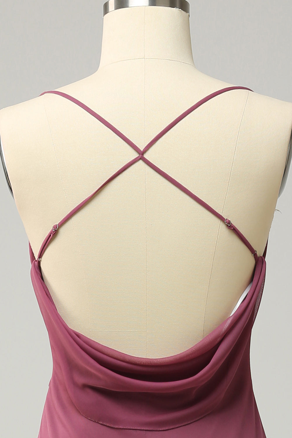 Sheath Spaghetti Straps Desert Rose Long Plus Size Formal Dress with Split Front