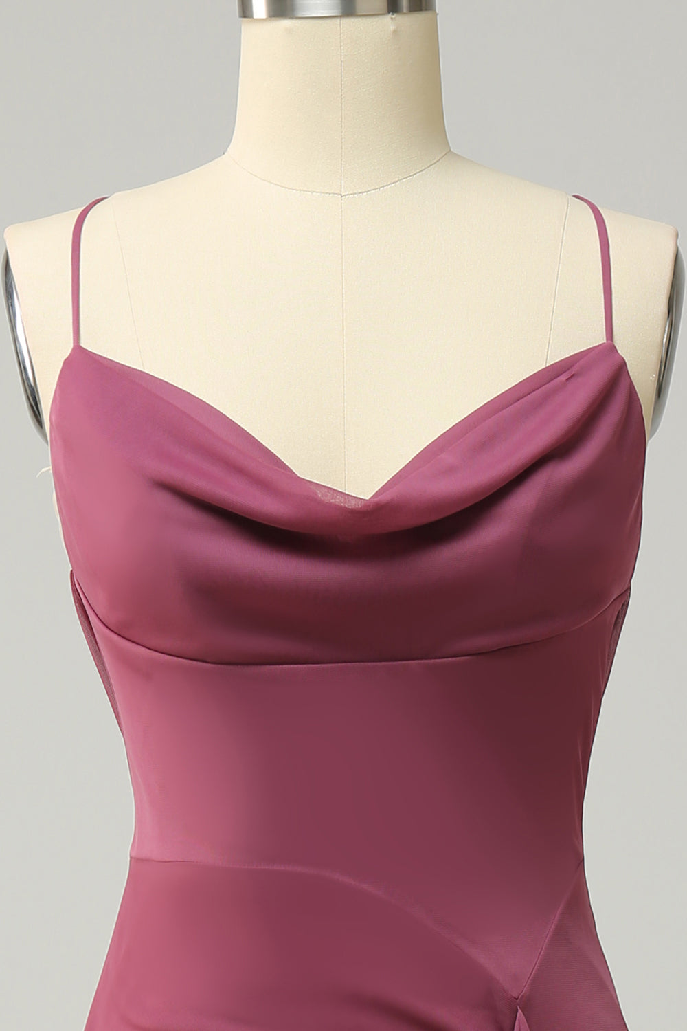 Sheath Spaghetti Straps Desert Rose Long Plus Size Formal Dress with Split Front