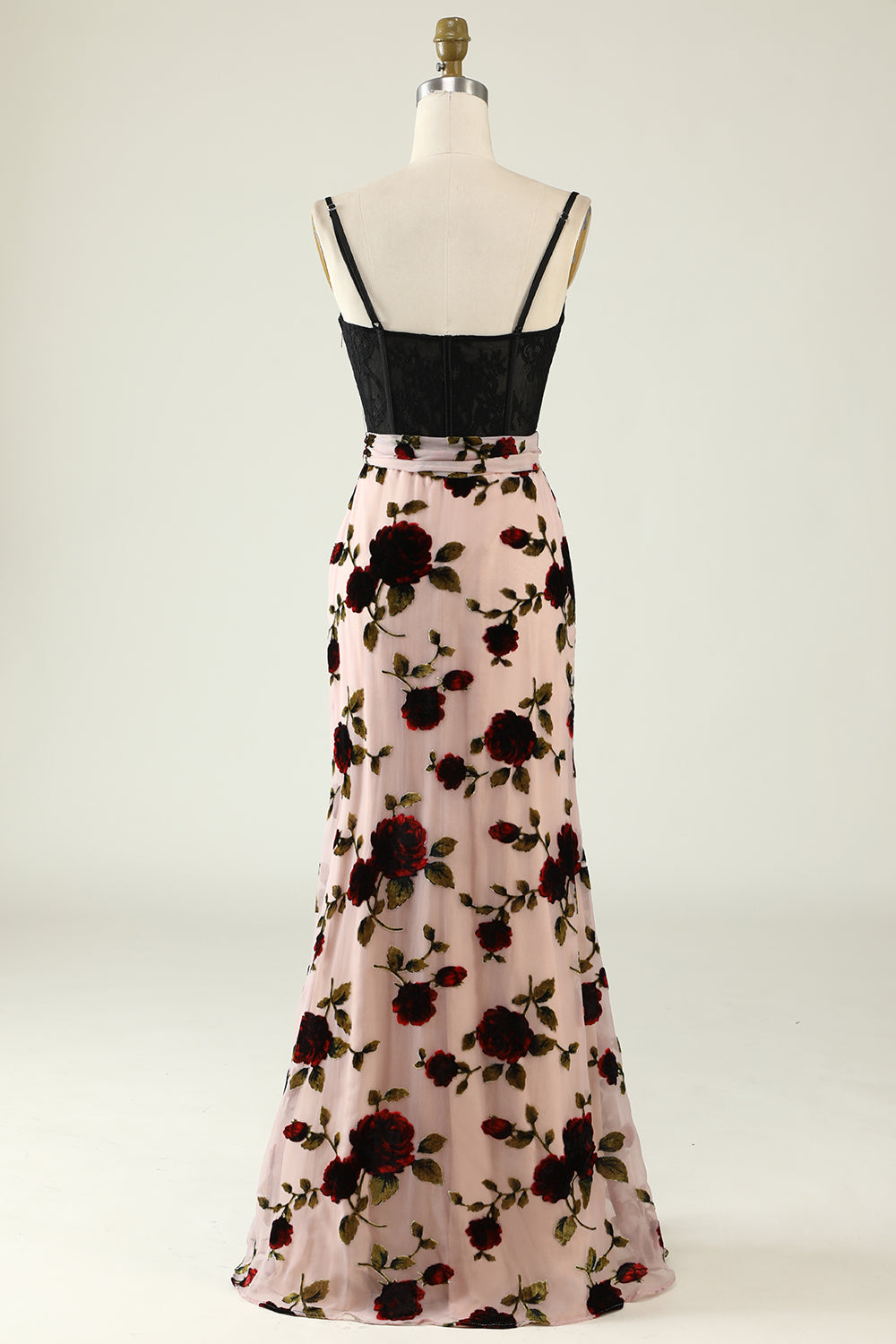 Floral Spaghetti Straps Ball Dress with Slit