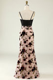 Floral Spaghetti Straps Ball Dress with Slit