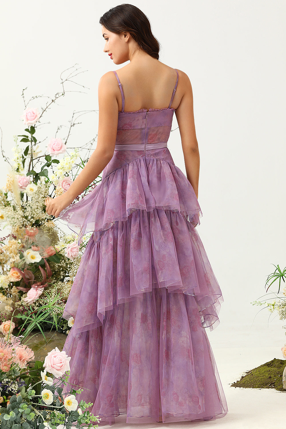 Purple A Line Spaghetti Straps Tulle Corset Ball Dress