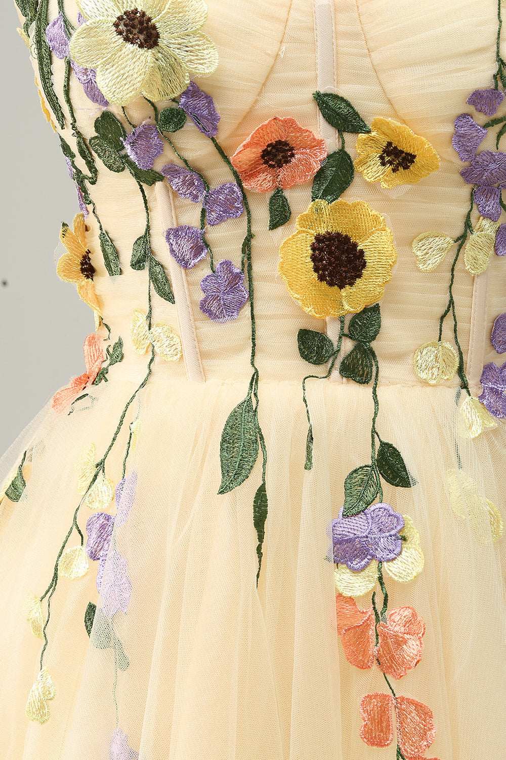 A Line Spaghetti Straps Champagne Short Cocktail Dress with Appliques
