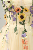 A Line Spaghetti Straps Champagne Short Cocktail Dress with Appliques
