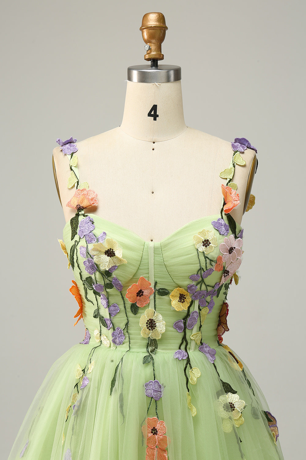 A Line Spaghetti Straps Champagne Short Cocktail Dress with Appliques