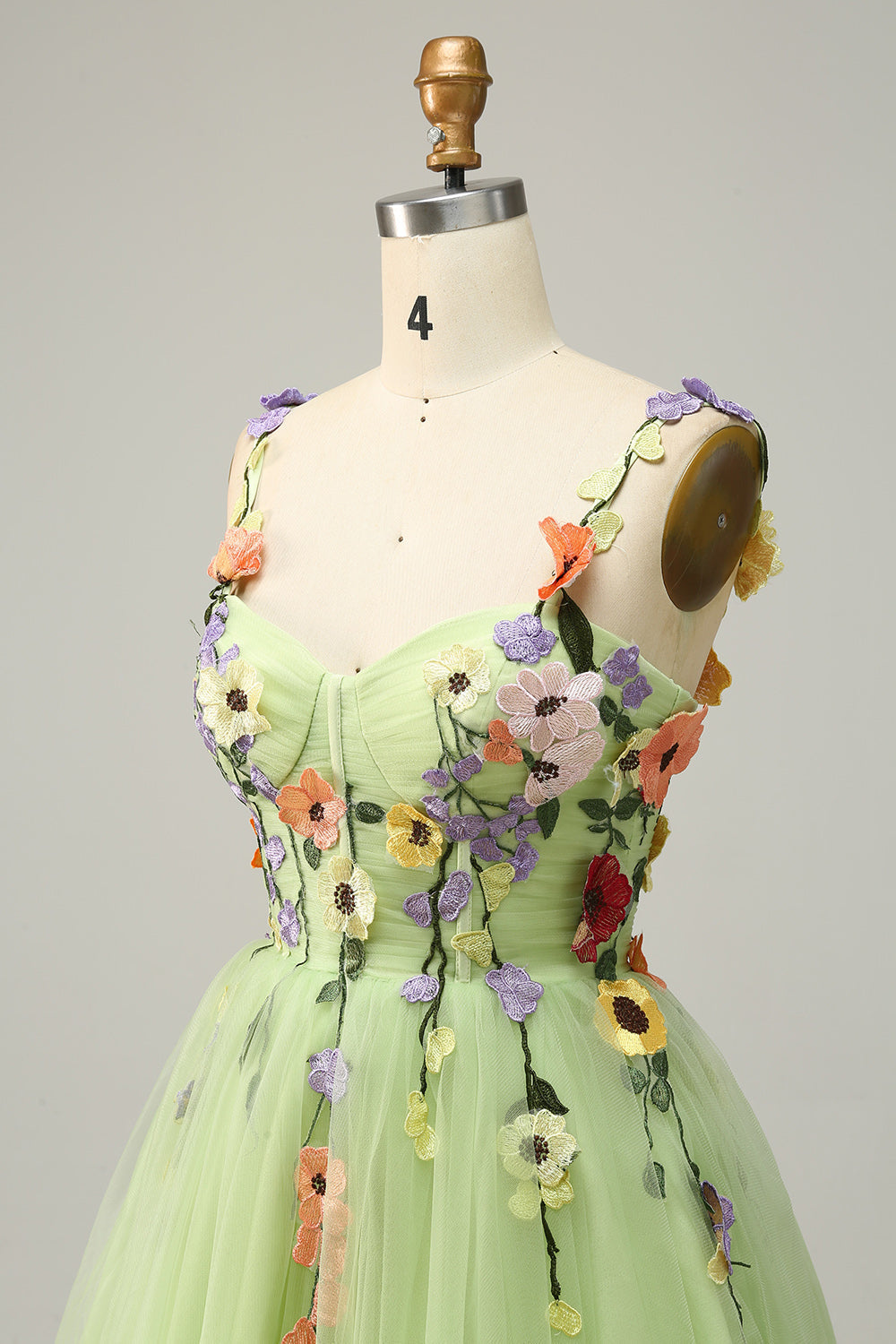 A Line Spaghetti Straps Champagne Short Cocktail Dress with Appliques