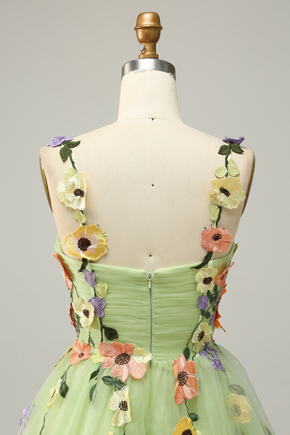 A Line Spaghetti Straps Champagne Short Cocktail Dress with Appliques