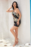 Bodycon One Shoulder Black Sequin Beading Cocktail Dress