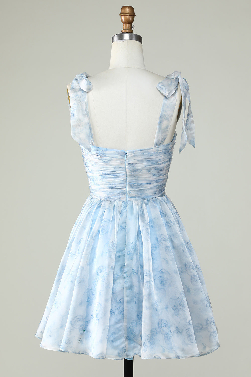 Blue A Line Spaghetti Straps Short Ball Dress