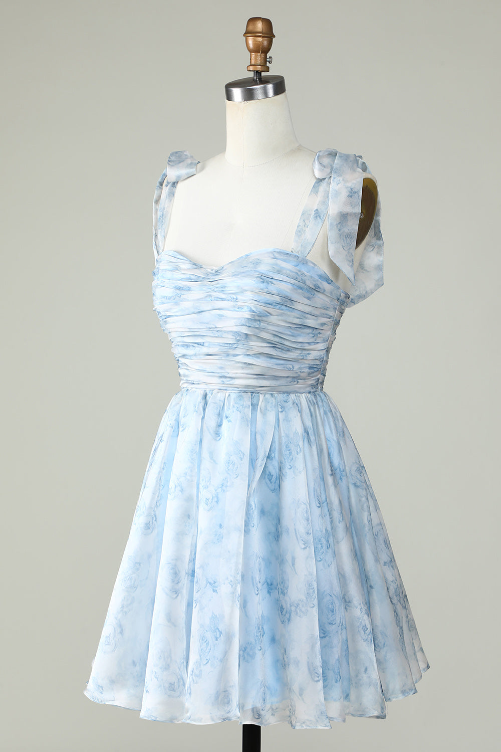 Blue A Line Spaghetti Straps Short Ball Dress