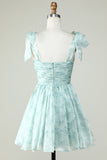 Blue A Line Spaghetti Straps Short Ball Dress