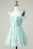 Blue A Line Spaghetti Straps Short Ball Dress