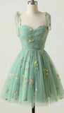 Blue A Line Spaghetti Straps Short Ball Dress