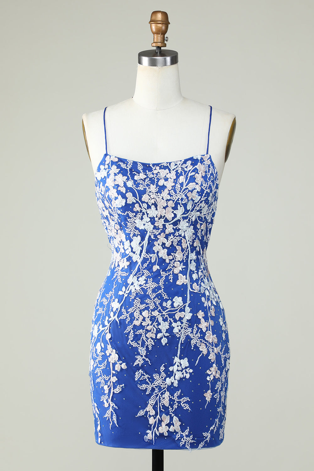 Dark Green Spaghetti Straps Bodycon Cocktail Dress With Appliques