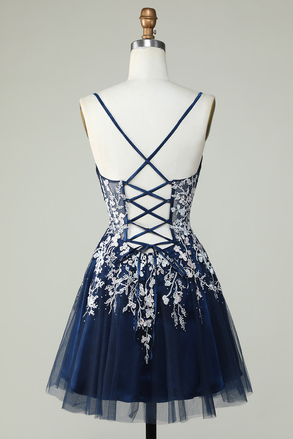 Dusty Sage Spaghetti Straps Cocktail Dress With Criss Cross Back