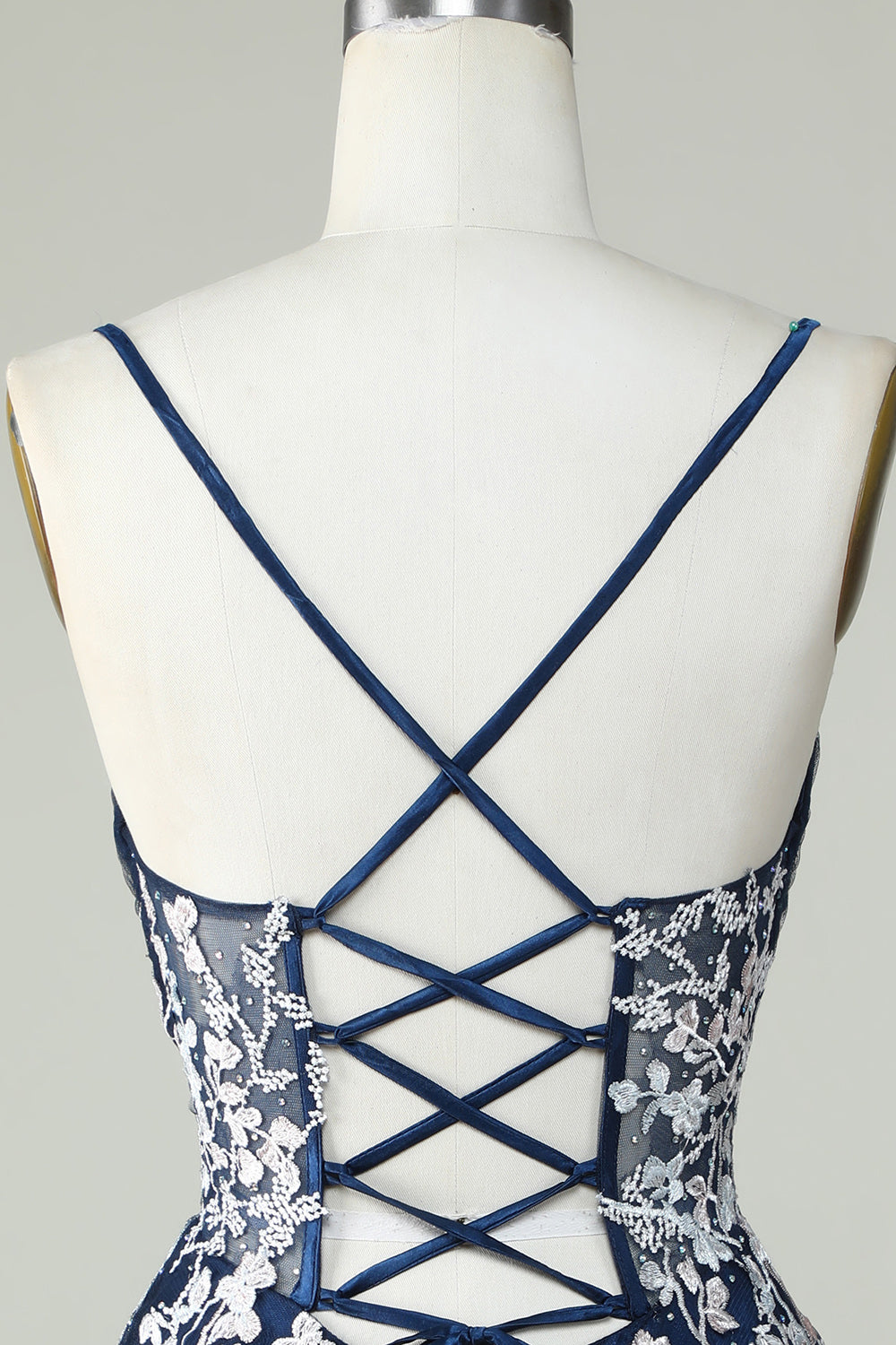 Dusty Sage Spaghetti Straps Cocktail Dress With Criss Cross Back