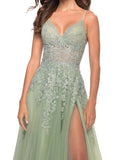 Dusty Sage Spaghetti Straps Cocktail Dress With Criss Cross Back