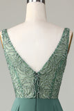 Eucalyptus A-Line Beaded Long Bridesmaid Dress