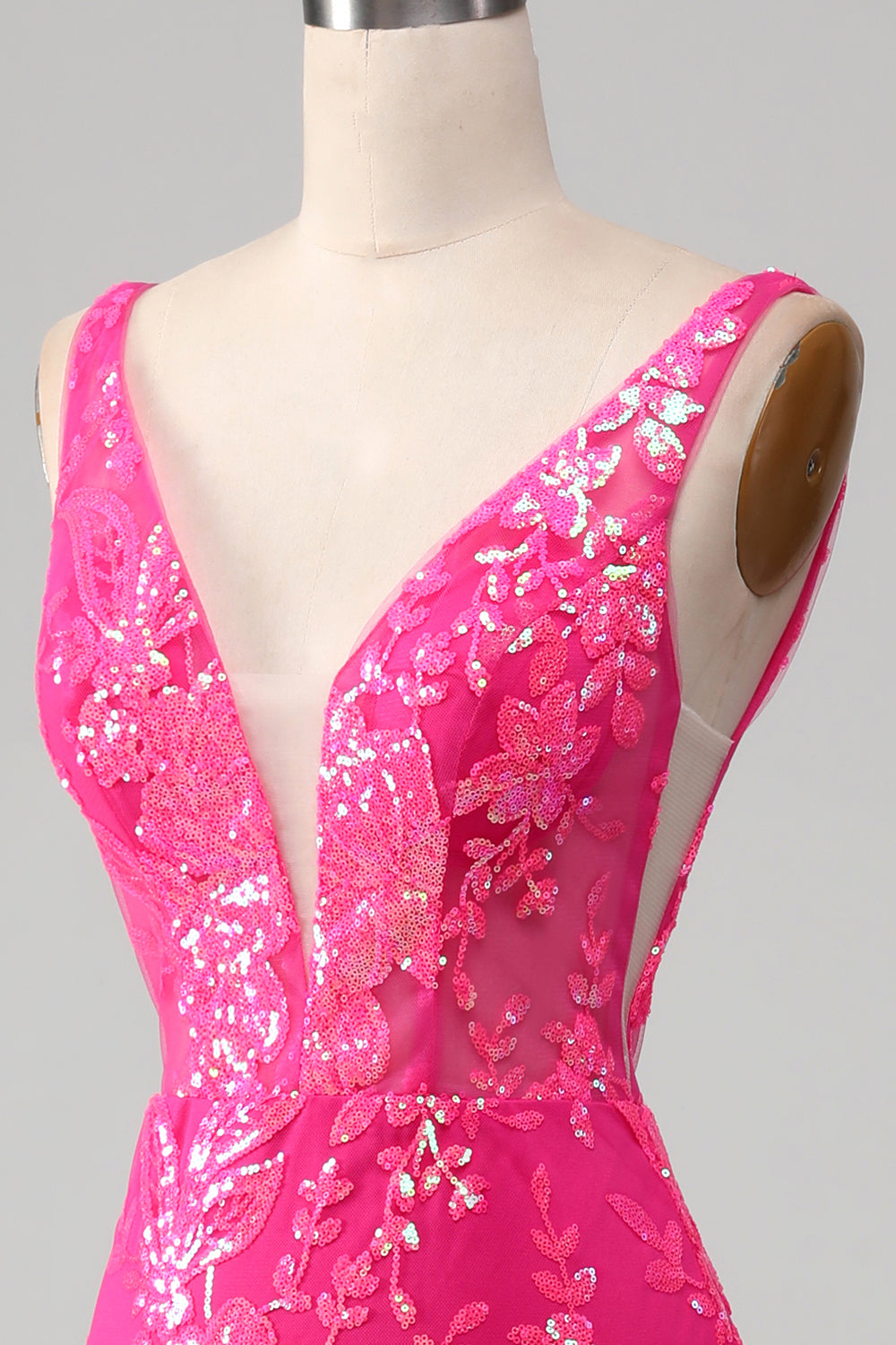 Fuchsia Mermaid Ball Dress with Sequins