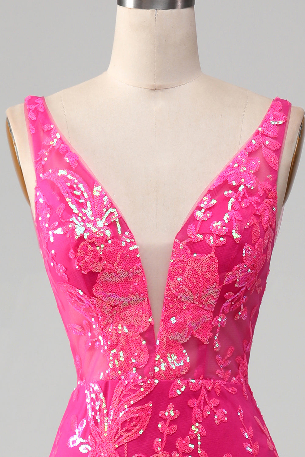 Fuchsia Mermaid Ball Dress with Sequins