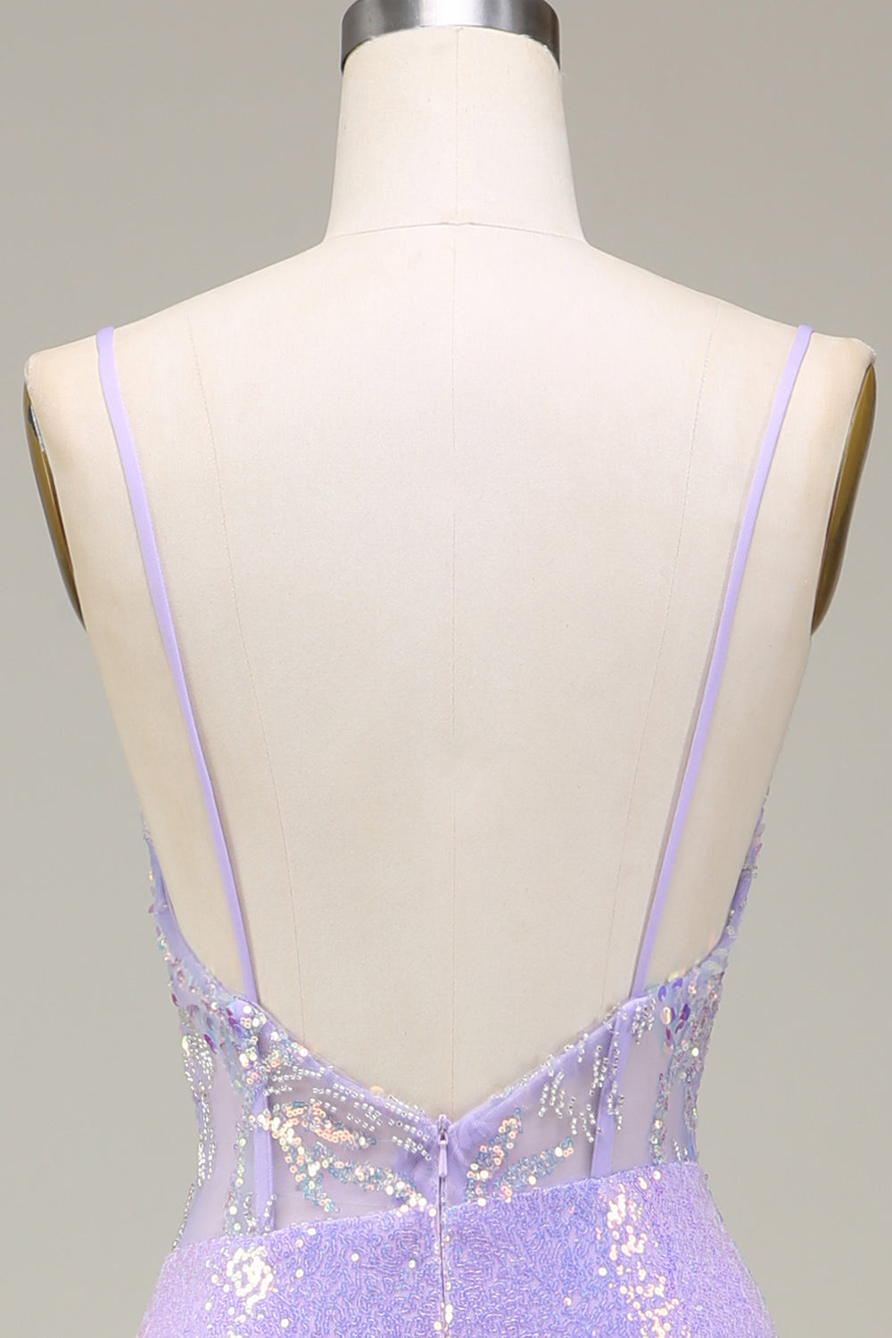 Sparkly Mermaid Light Purple Corset Ball Dress with Slit