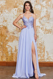 Gorgeous A Line Spaghetti Straps Lavender Long Ball Dress with Criss Cross Back
