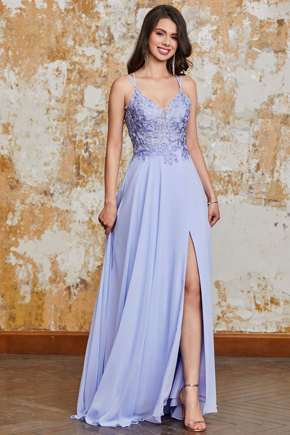 Gorgeous A Line Spaghetti Straps Lavender Long Ball Dress with Criss Cross Back