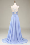 A-Line Lavender Long Ball Dress with Appliques