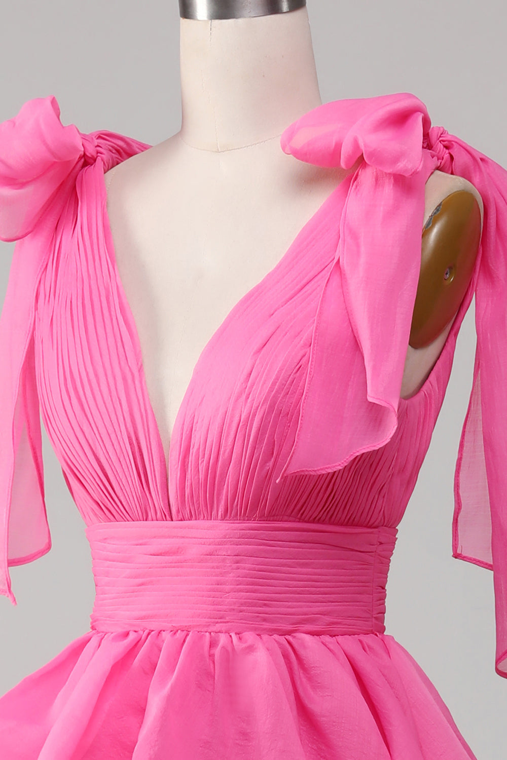 Princess A-Line V-Neck Fuchsia Ball Dress With Slit