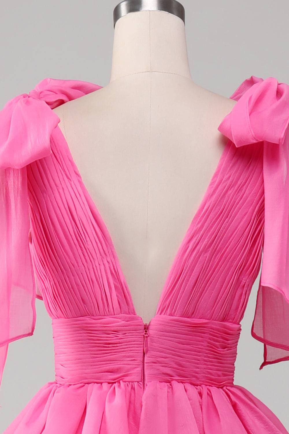 Princess A-Line V-Neck Fuchsia Ball Dress With Slit