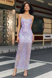 Trendy Sheath Spaghetti Straps Light Purple Long Ball Dress with Backless