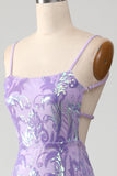 Light Purple Backless Ball Dress with Sequins