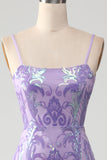 Light Purple Backless Ball Dress with Sequins