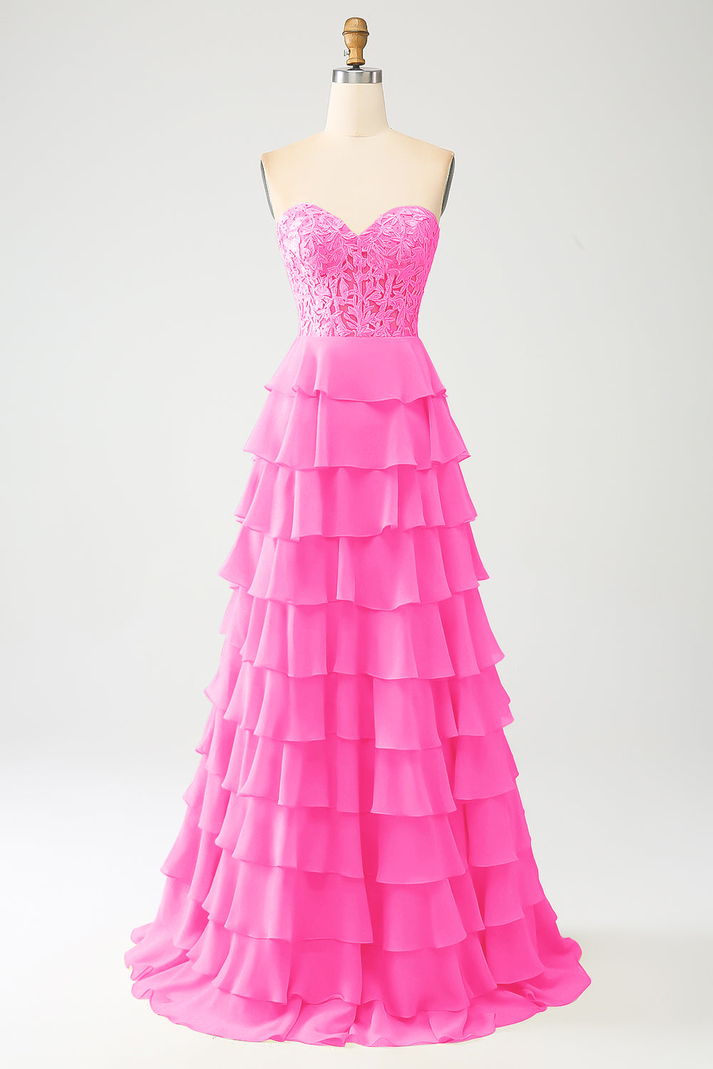 Sky Blue A-Line Sweetheart Tiered Corset Long Ball Dress