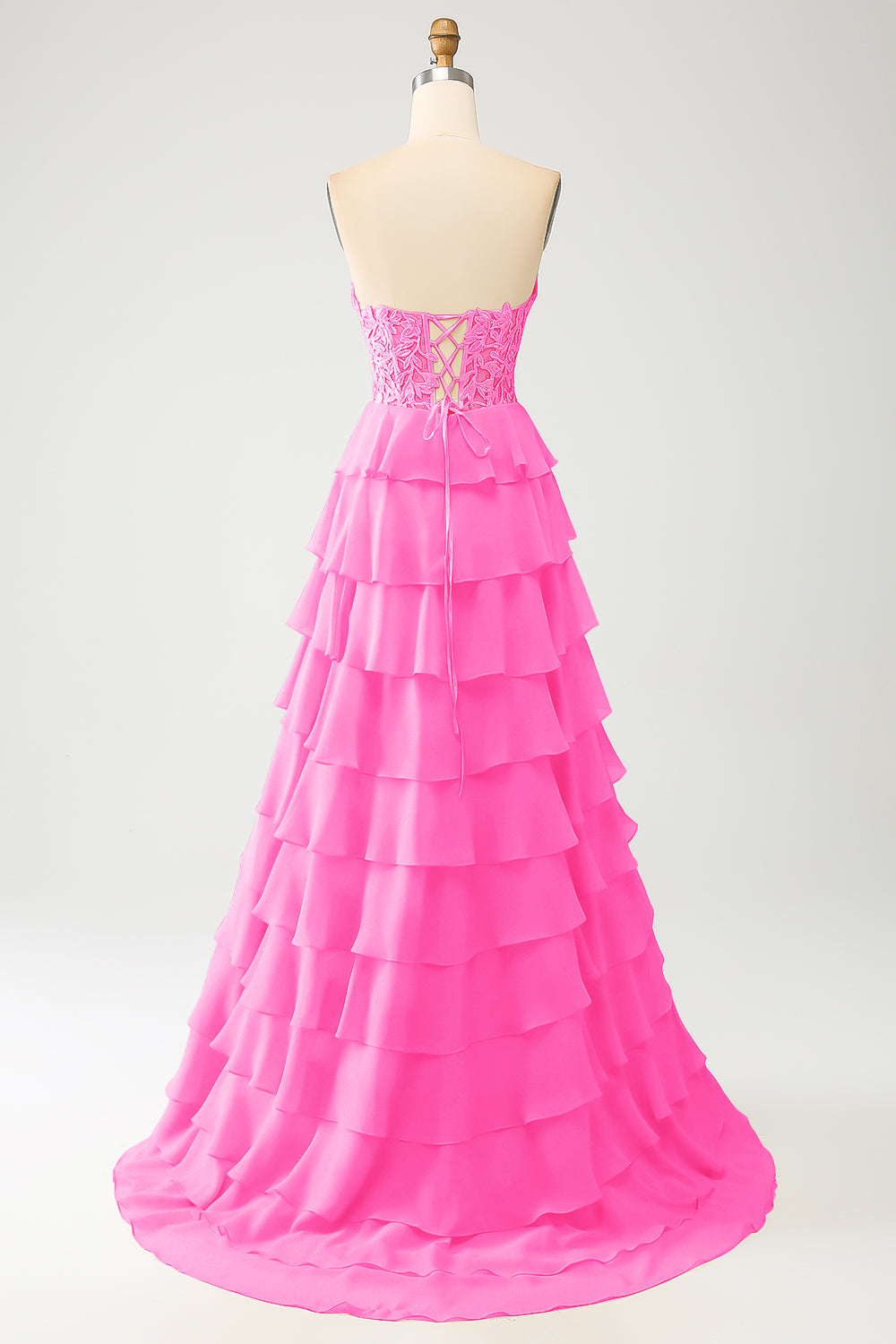 Sky Blue A-Line Sweetheart Tiered Corset Long Ball Dress