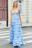 Gorgeous A Line Sweetheart Corset Lilac Ball Dress with Appliques Ruffles